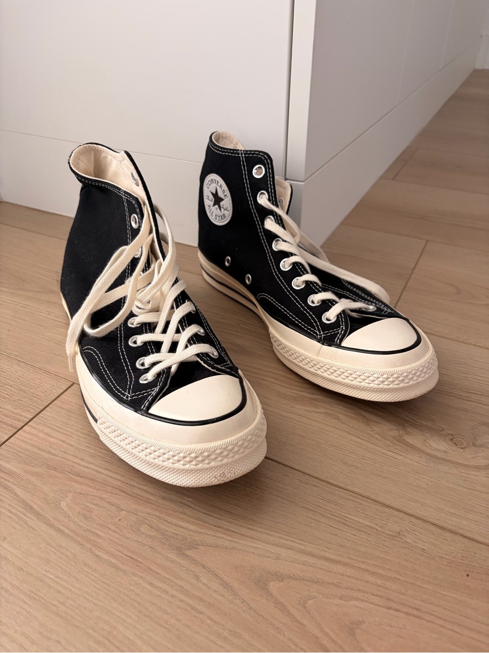 Converse Chuck Taylor Classic High-Top Canvas Sneakers in Black and Cream